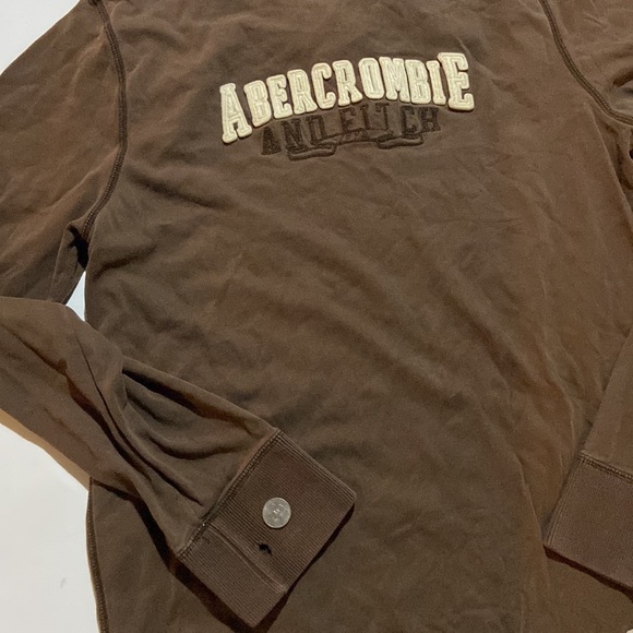 ABERCROMBIE AND FITCH MUSCLE LONG SLEEVE SHIRT BROWN LARGE - Picture 5 of 7